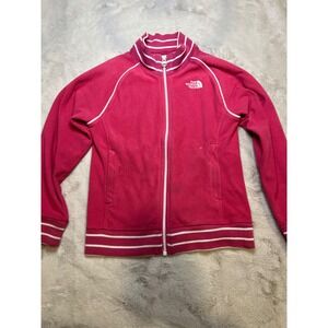The North Face Fleece Jacket Girls Small Pink Good Full Zip Varsity Track Jacket